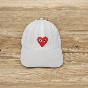 Comme des Garcons White Hat with Red Heart Patch